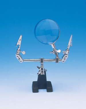 Helping hands with glass magnifier