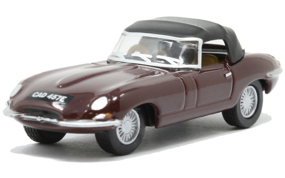 Oxford Diecast 1/76 OO Gauge Jaguar E Type Soft Top Imperial Maroon 76ETYP012
