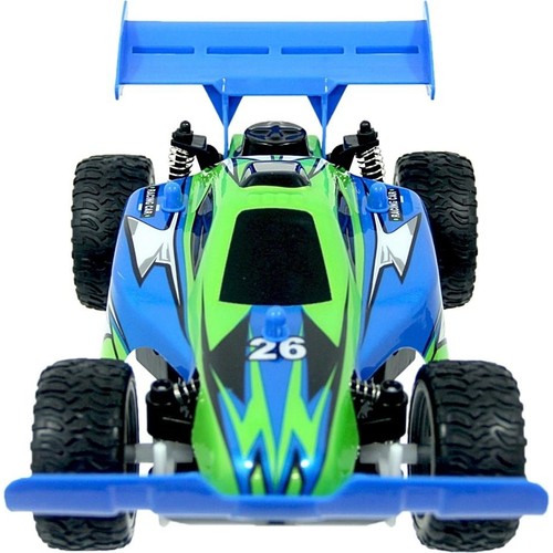 Radio Control car 1:14 scale with battery and charger for indoor use 27mhz Blue Green