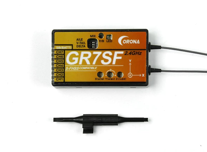 CORONA 2.4G 7CH GR7SF S-FHSS Compatible Receiver With Gyro for Futaba T6J T8J T10J T14SG