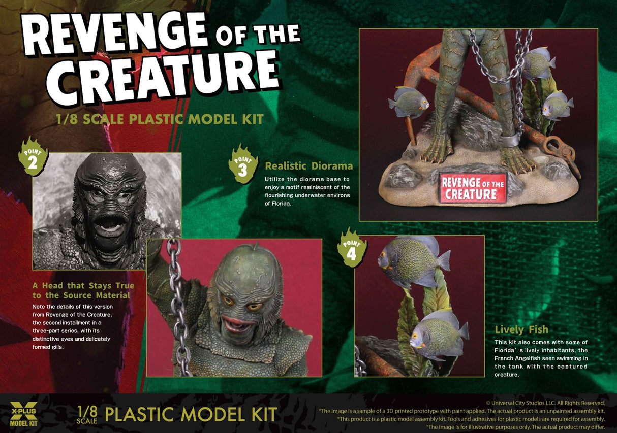 X-PLUS 1/8 Plastic Kit - REVENGE OF THE CREATURE 28CM TALL INCLUDING DIORAMA BASE