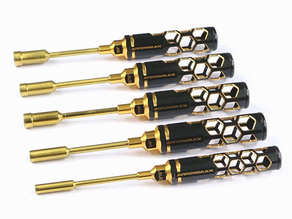 Arrowmax NUT DRIVER SET 3/16 1/4 5/16 11/32 & 3/8 X 100MM - 5-TEILIG. BLACK