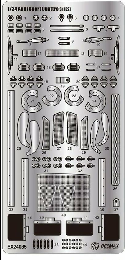 BEEMAX 1/24 AUDI SPORT QUATTRO S1 E2 1986 MONTE CARLO RALLY w/ Detail Up Sets 24035