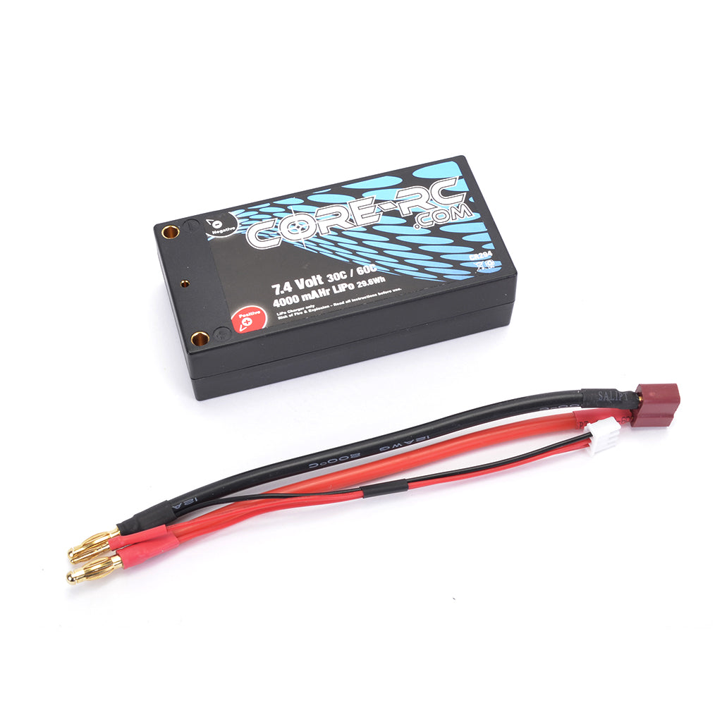 CORE RC-4000mAHr 7.4V 30/60C 2S Shorty Lipo bagged