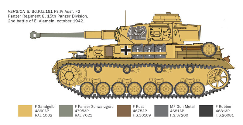 Italeri 1/35 Pz.Kpfw. IV F1/F2/G kit with Afrika Korps Infantry (El Alamein 1942 2022) 6593