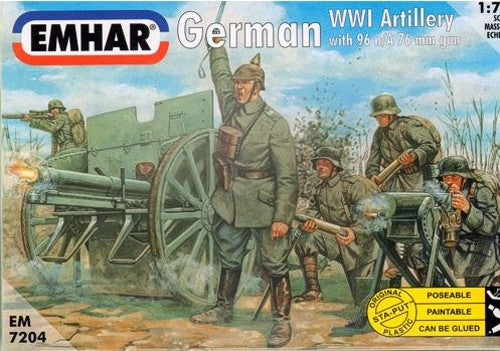 Plastic Kit Emhar 1:72 ScaleGerman WWI Artillery Figures with 96 n/A 77mm Gun EM7204