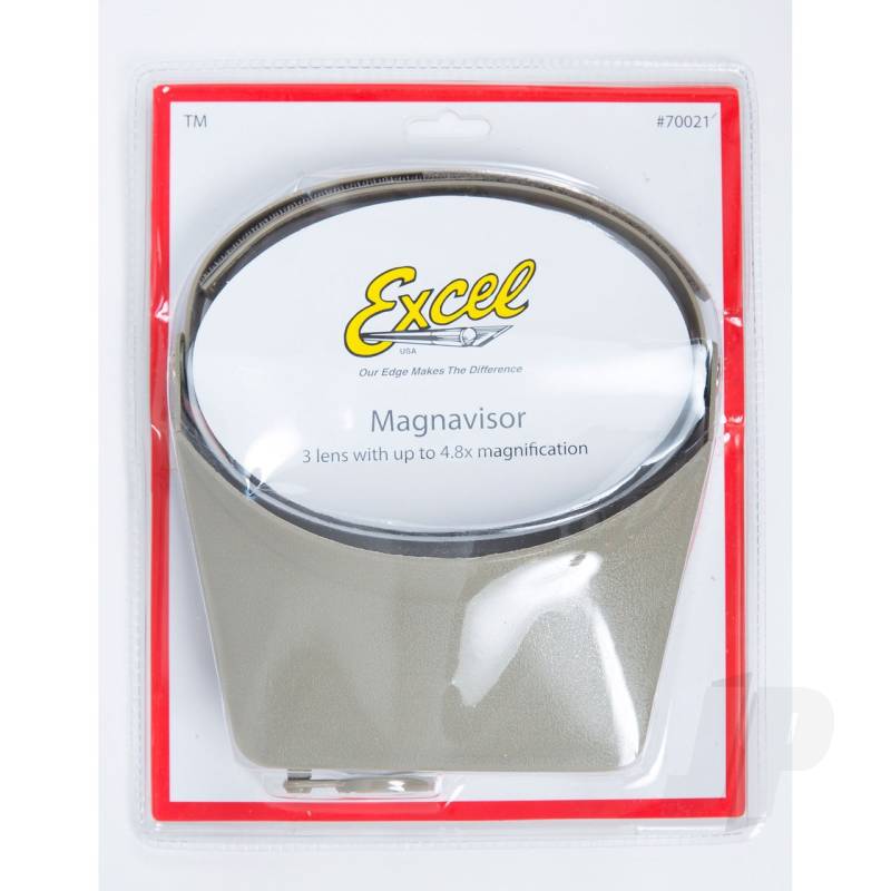 Excel Blades MagniVisor Deluxe Head-Worn Magnifier with 4 Different Lenses Grey (Boxed)