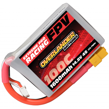 1600mAh 4S 14.8v 100C FPV LiPo Battery with XT60 Connector - High Discharge
