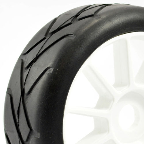 FASTRAX 1/8TH PREMOUNTED SLICK TYRES GRID IRON/10 SPOKE