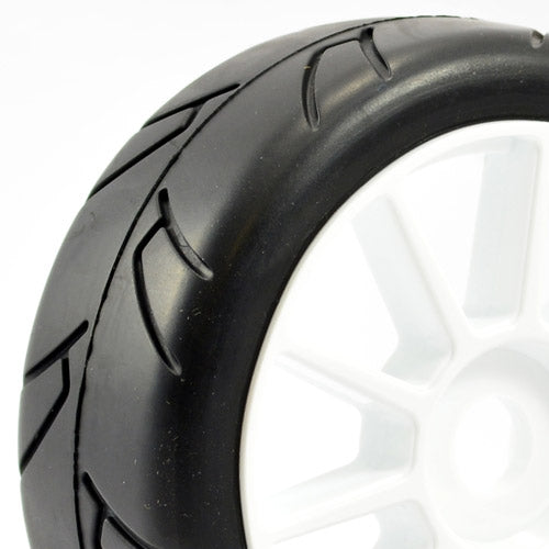 FASTRAX 1/8TH PREMOUNTED SLICK TYRES HAWK/10 SPOKE - Pair