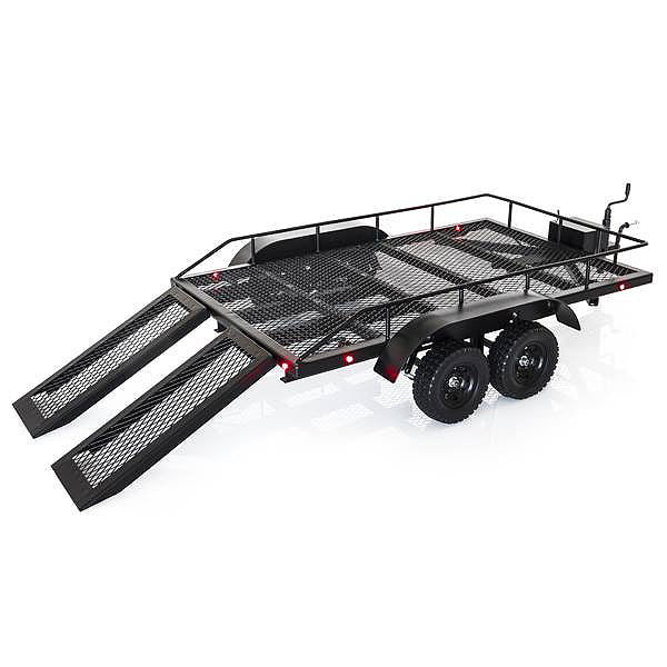 Pre-Built FASTRAX SCALE DUAL AXLE TRUCK CAR TRAILER w/RAMPS & LEDs - NEW