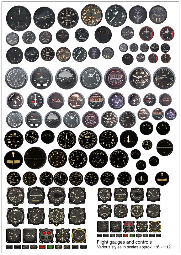 Becc Flight Gauges and Controls - Various sizes and styles 1: - 1:12