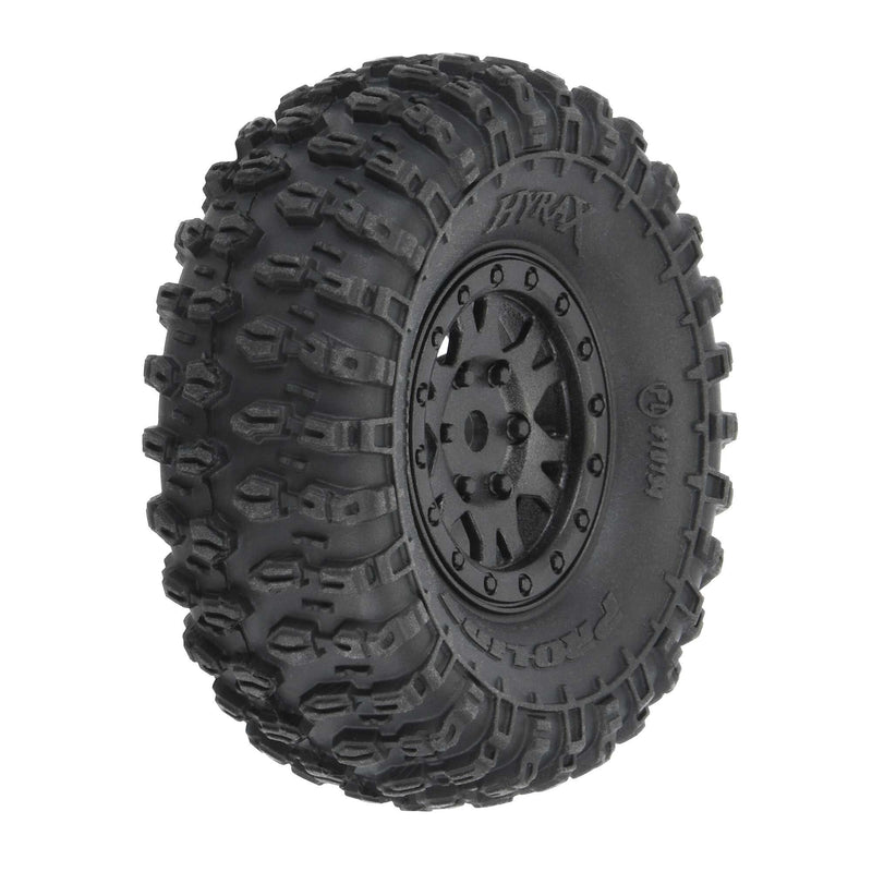 1/24 Hyrax Front/Rear 1.0 Tires Mounted 7mm Black Impulse (
