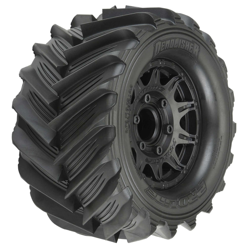 1/10 Demolisher Front/Rear 2.8 MT Tires Mounted 12mm Blk Ra