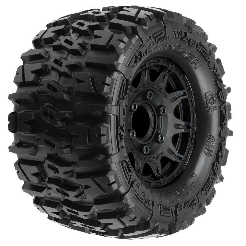 1/10 Trencher Front/Rear 2.8 MT Tires Mounted 12mm Blk Raid