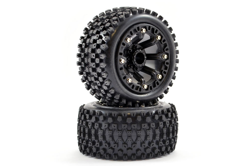 FASTRAX 1:16 STINGER MOUNTED 8-SP BLACK (REVO/SUMM/SAV XS ) WHEELS & TYRES