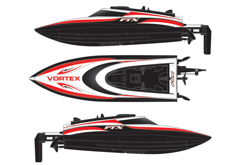 FTX BLACK VORTEX HIGH SPEED R/C RACE BOAT 44CM -Black