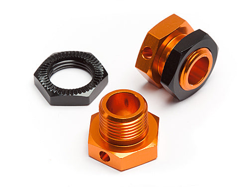 HPI SPARES 5mm Hex Wheel Adapters Trophy Buggy (Orange/Black) (HPI 7)