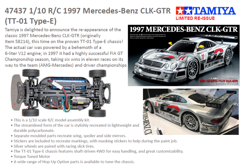 Tamiya 1/10 RC 1997 Mercedes-Benz CLK-GTR (TT-01 Type-E) Kit 47437 Limited Edition