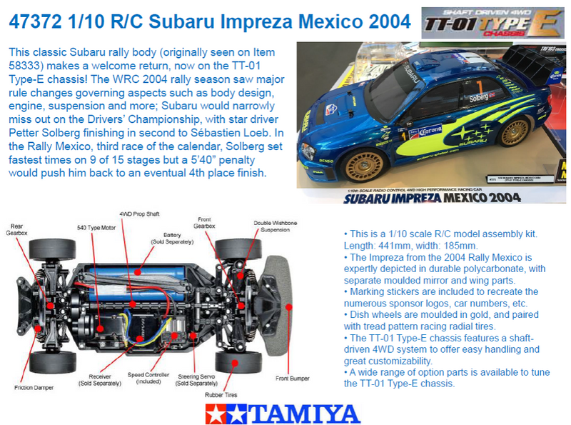 Tamiya RC 1/10 Subaru Impreza Mexico 2004 Kit TT-01 Type E 47372