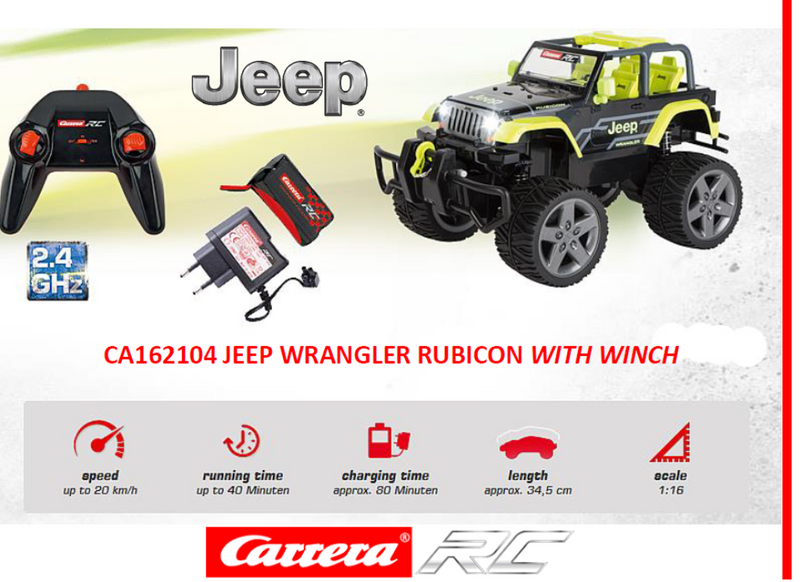 CARRERA RC 1:16 Jeep Wrangler Rubicon with Winch 2.4GHz Ready to Run Car