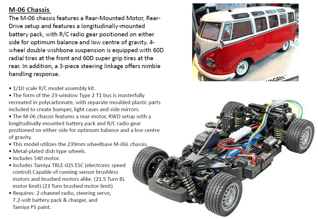 Tamiya 1/10 RC Volkswagen Split Screen Type 2 T1 (M-06)