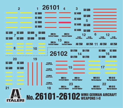 Italeri 1/72 WWII GERMAN AIRCRAFT WEAPONS 26102