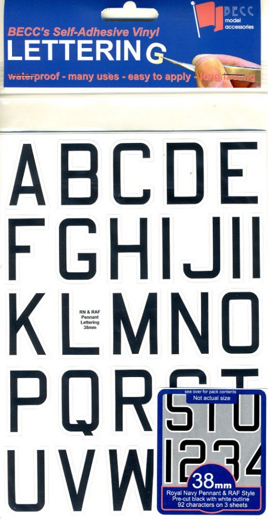 BECC Pennant Lettering RN & RAF 38mm