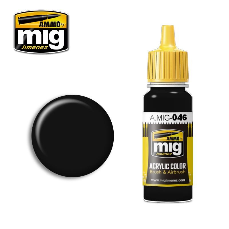 Ammo Mig Jimenez Acrylic 17ml Paint MATT BLACK (F-282)