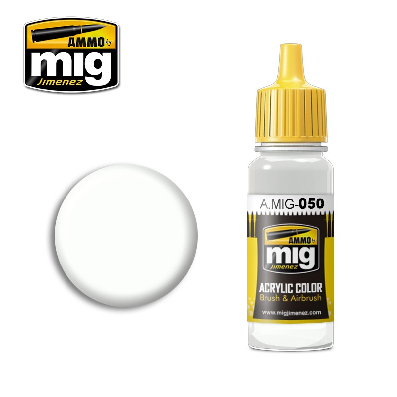Ammo Mig Jimenez Acrylic 17ml Paint MATT WHITE MIG050