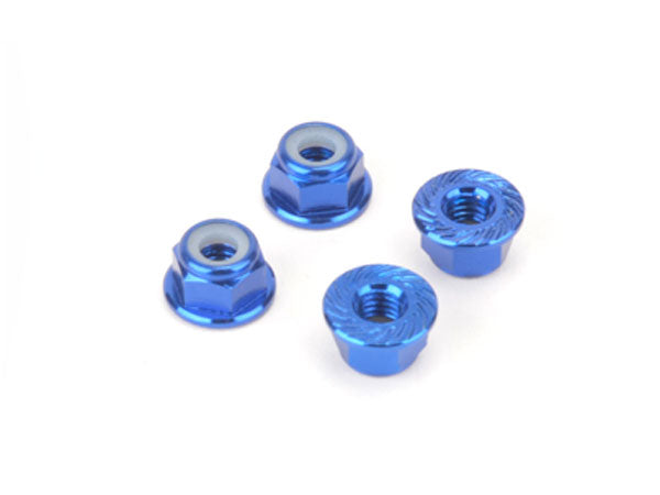 MonkeyKingRC M4 Alloy Serrated Nyloc Nuts-Blue x 4pcs