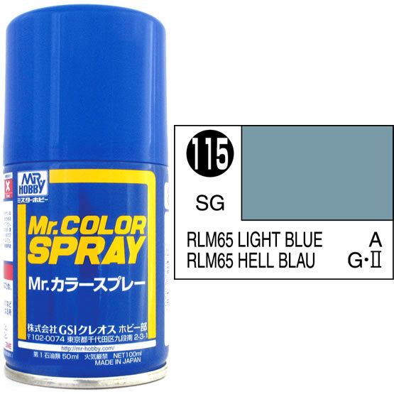 Mr Color Spray 100ml Light Blue RLM65 Satin Gloss # 115