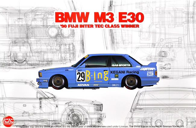 NUNU 1/24 BMW M3 E30 JTC 1990 InterTEC class winner Car Model Kit 24019