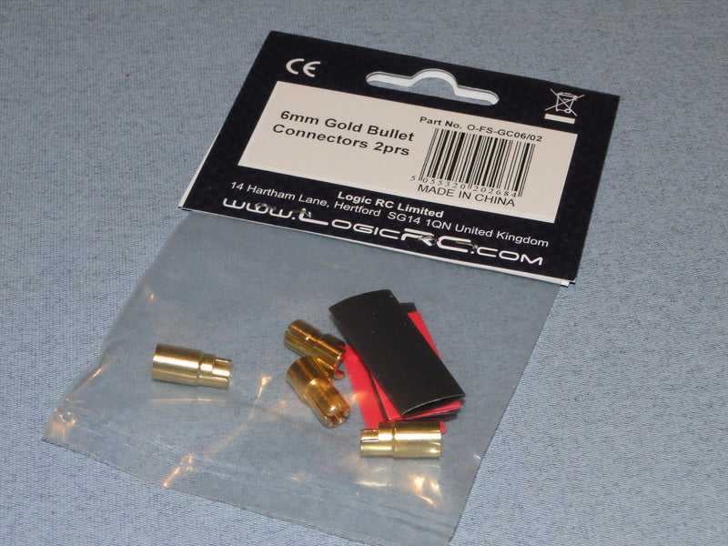 6.0mm Gold Bullet Connectors 2prs