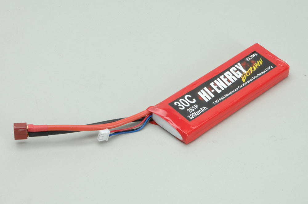 Hi-Energy 2S 3200mAh 30C Li-Po - T Type/Deans Connector