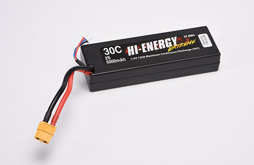 Hi-Energy 2S 5000mAh 30C Hardcase XT-60 Connector