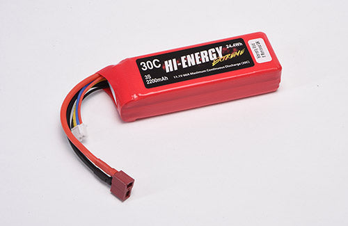 Hi-Energy 3S 2200mAh 30C T-Type (Deans) Connector