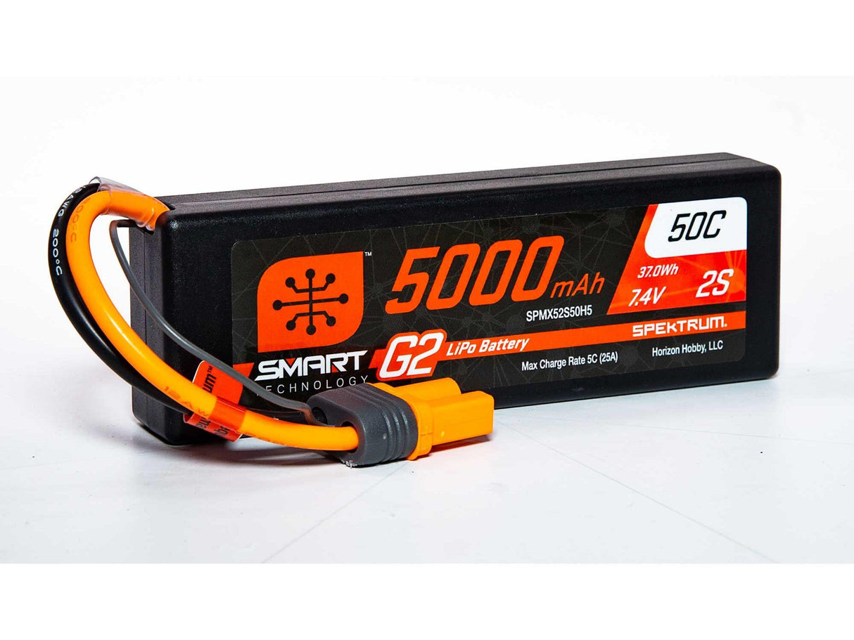 Spektrum 5000mAh 2S 7.4V SMART G2 50C IC5 - Bagged - Second Hand