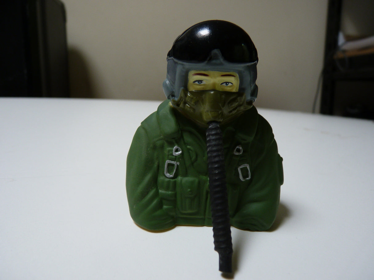 1:7 Scale Jet pilot bust - Fully Painted In Green Suit With Mask and Hose