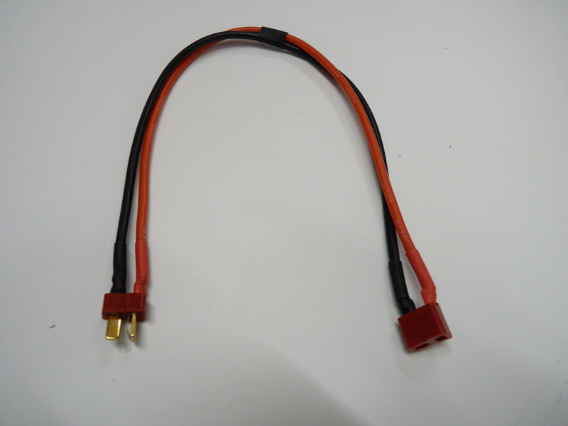T plug / Deans male & female extension wire cable 14AWG 30cm