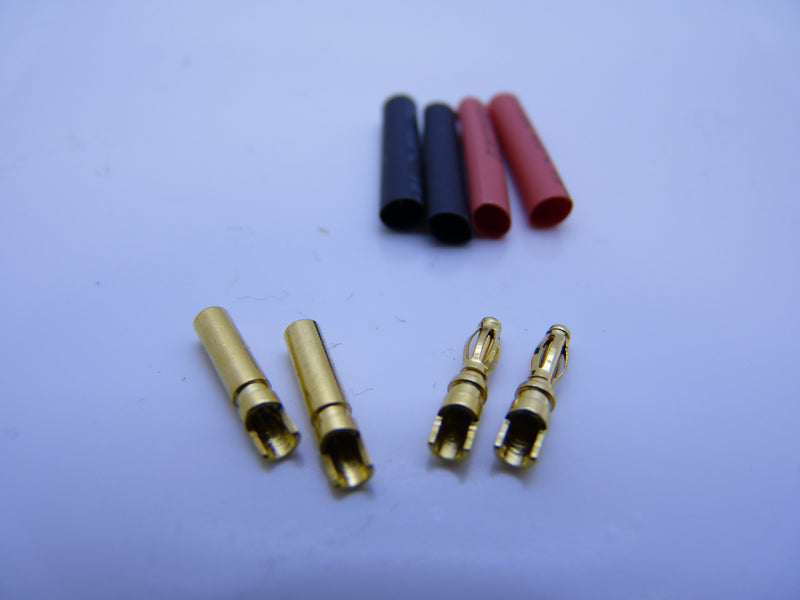 2mm Gold Connectors with Heat Shrink (2 Pair)