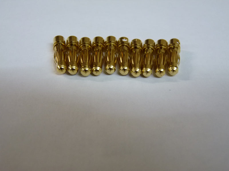 Gold Bullet Connectors 4mm 10 pairs