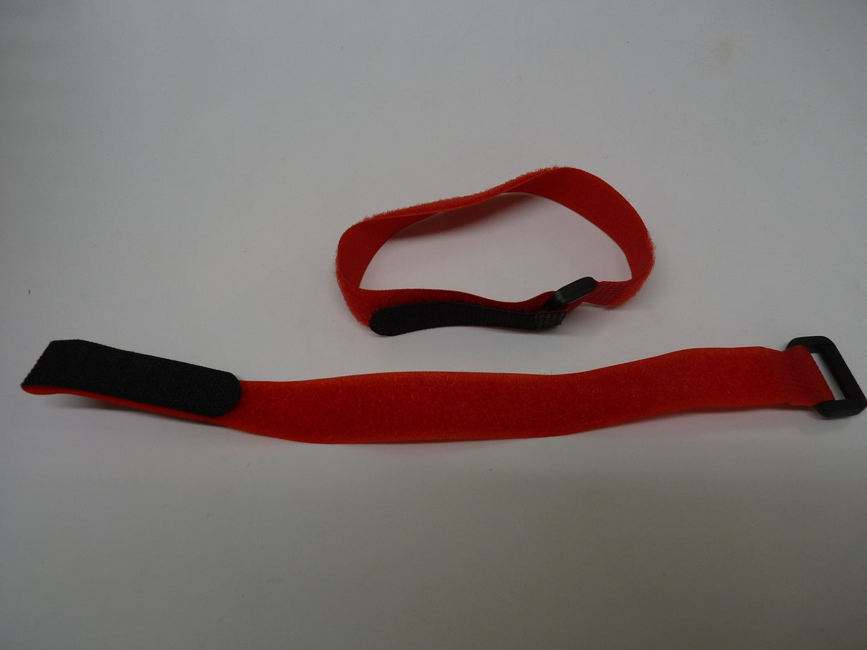 Two Velcro 300mm long 20 mm wide Battery Straps red