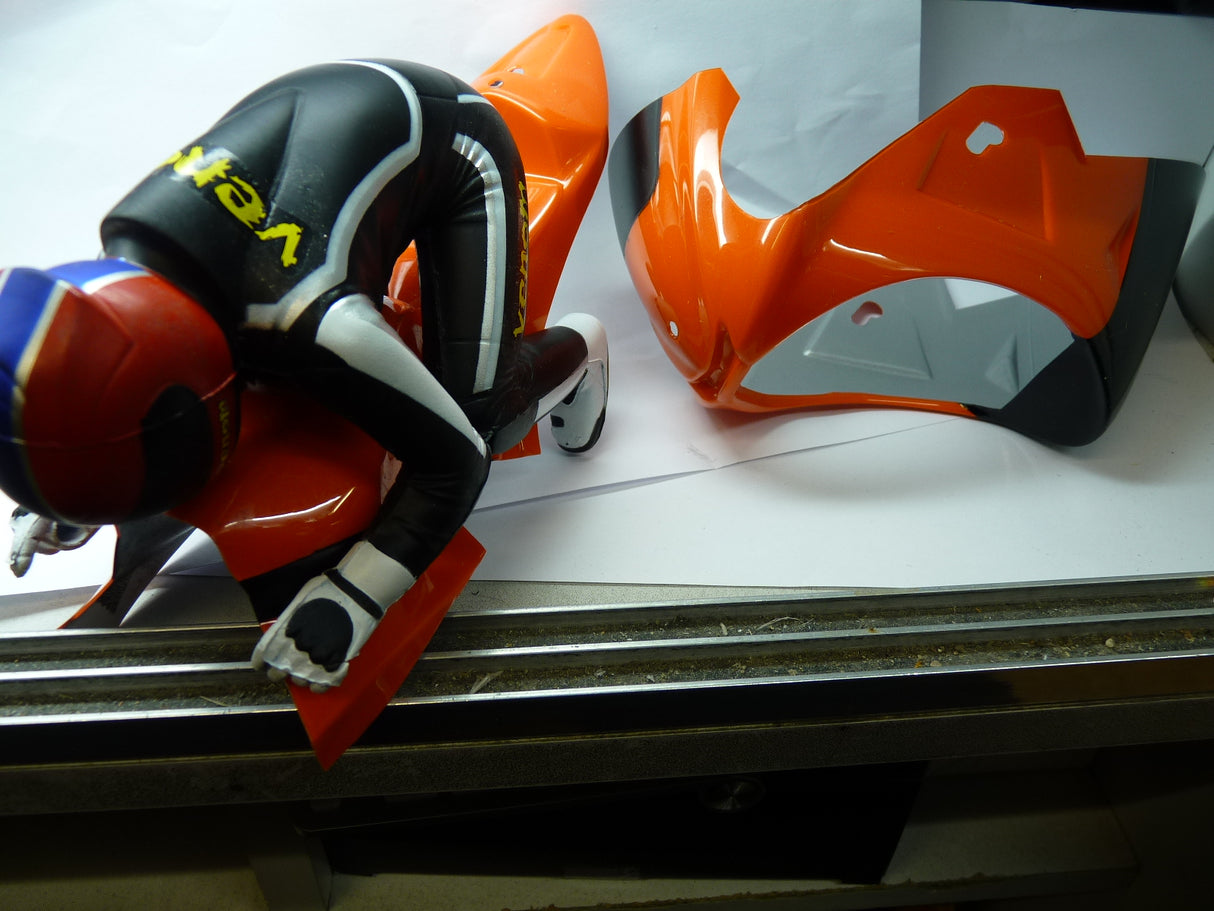 Venom Power GPV-1 1/8 Scale Motorcycle (Orange) body shell with rider