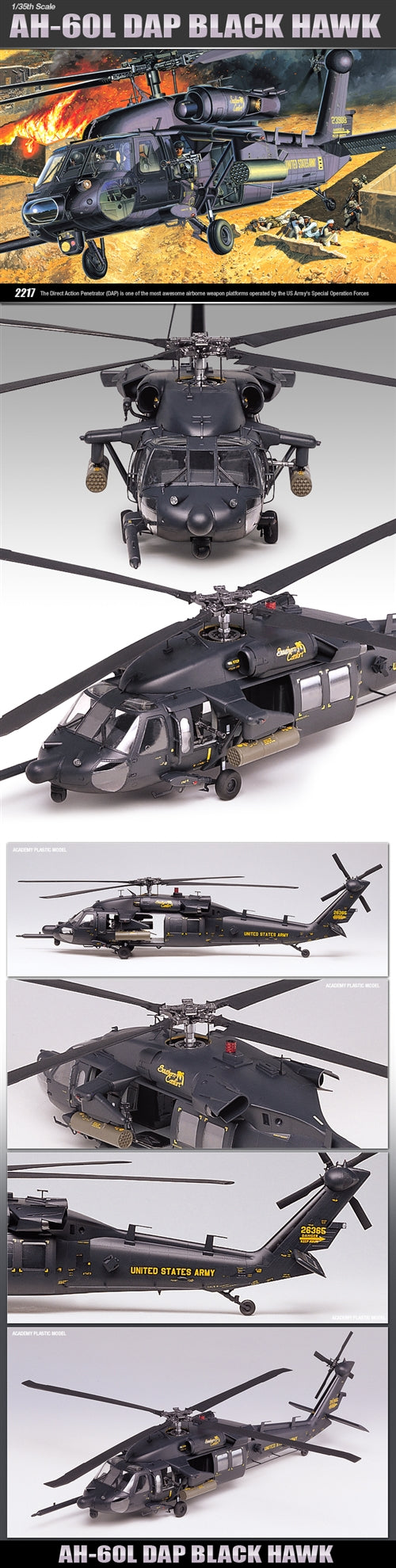 Acadamy plastic helicopter AH-60L DAP 1:35