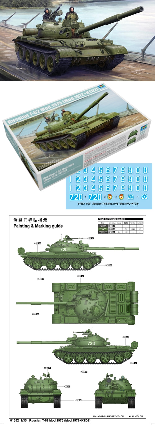 T-62 Mod 1975 (Mod 1972 + KTD-2) + 4 figures 1:35