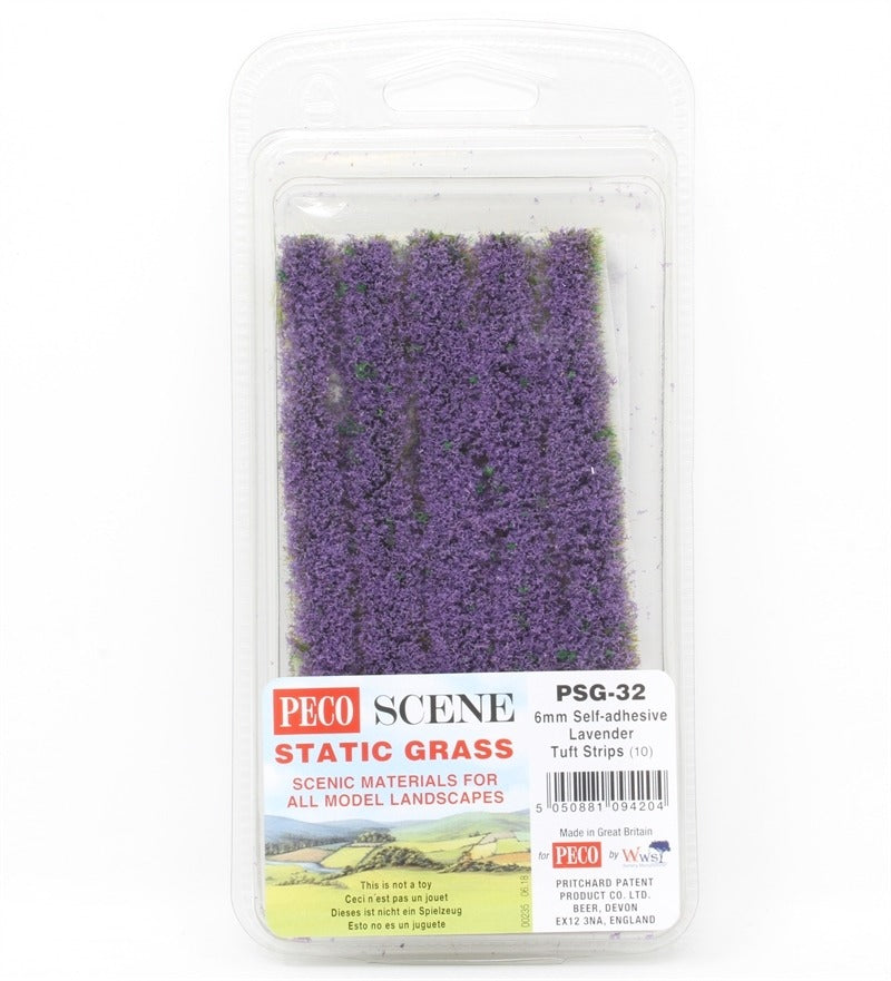 Peco PSG-32 Lavender Tuft Strips 6mm Self Adhesive (10)