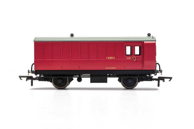 Hornby R40080 BR Crimson 4 wheel brake baggage coach E6305E