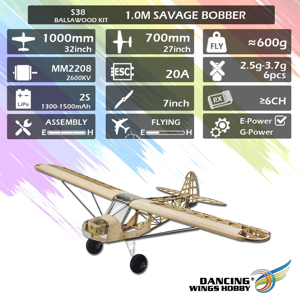 DW Savage Bobber 1.0M Balsa Kit (Motor/esc/Servo)