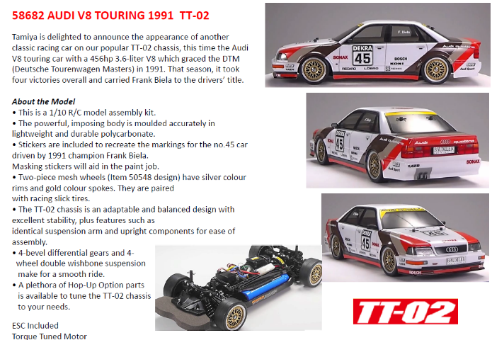 Tamiya RC 1/10 AUDI V8 TOURING 1991 TT-02 58682